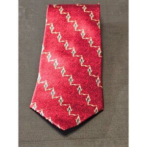 Bill Blass Black Label Men's Silk Tie Red & Gold Zigzag Pattern